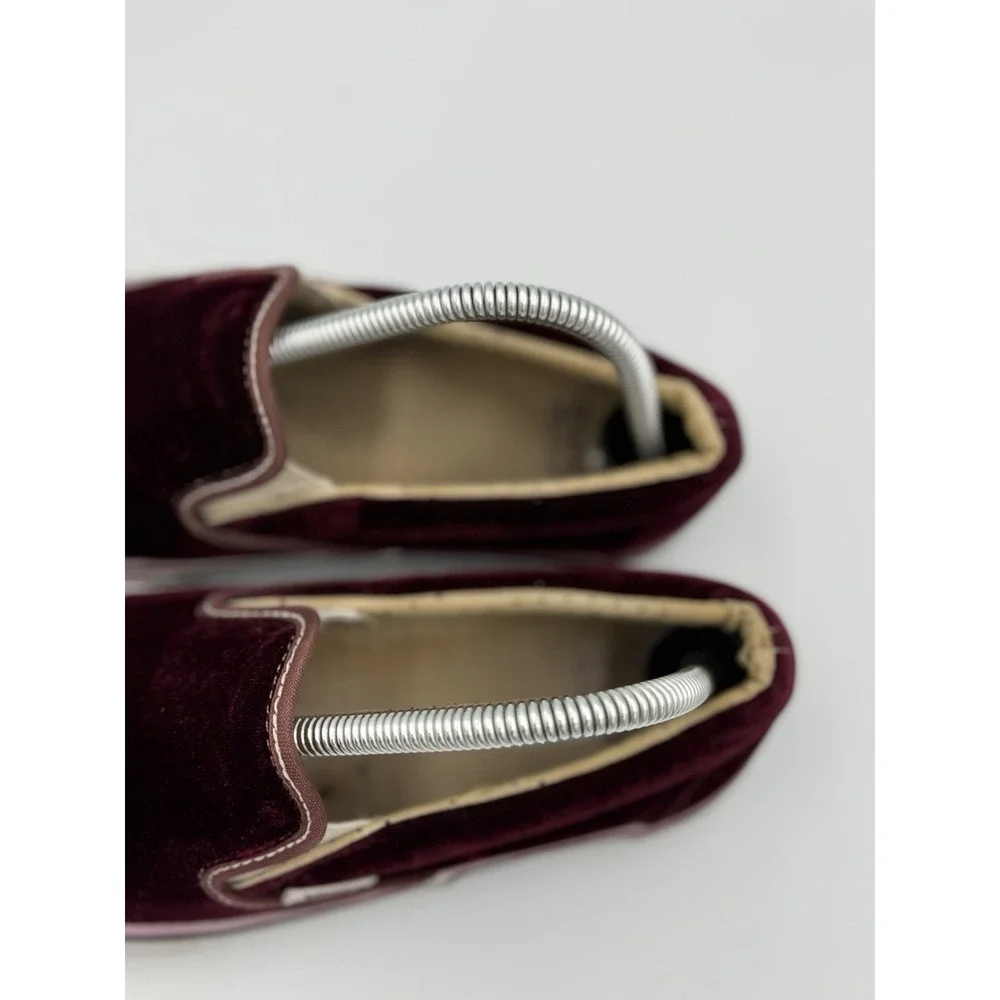 VANS Velvet Slip-On Shoes Women's 9 Men's 7.5 Burgundy Low Top Sneakers Casual